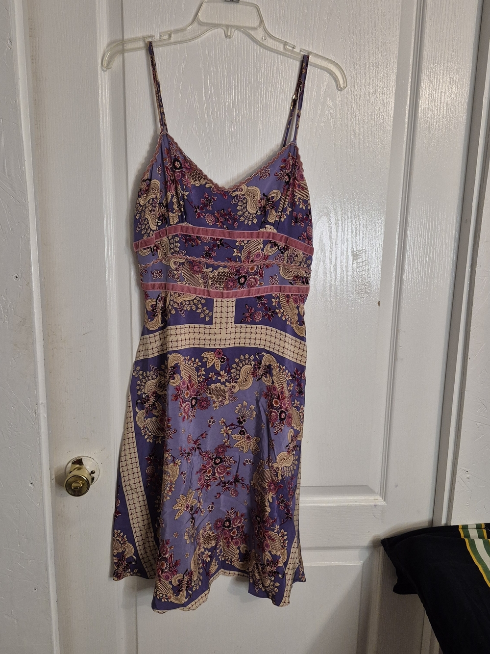 Y2k Betsey Johnson Purple Paisley Floral Slip Dress with Pink Trim New With Tags